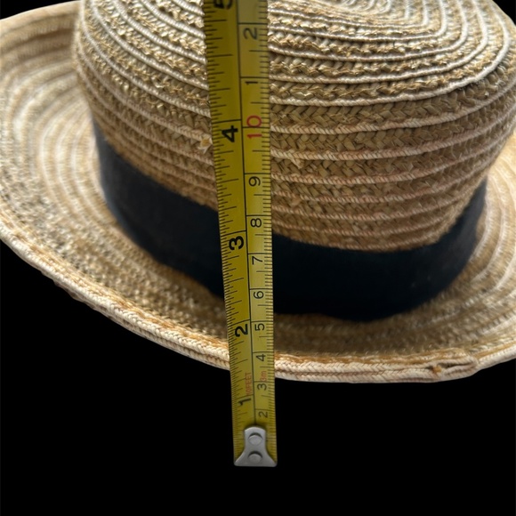 Eric Javitz Straw Packable Sun Hat Woven with Black Bow Band - Picture 8 of 10